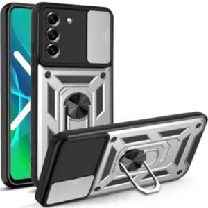 Bodycell Armor Slide - Ανθεκτική Θήκη Samsung Galaxy S21 Plus 5G με Κάλυμμα για την Κάμερα & Μεταλλικό Ring Holder - Silver (5206015014468)