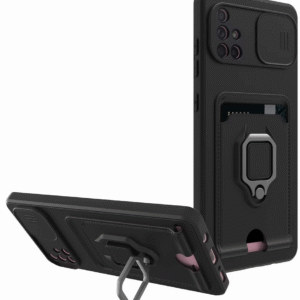 Bodycell Multifunction - Ανθεκτική Θήκη Samsung Galaxy A71 με Λουράκι Λαιμού / Κάλυμμα Κάμερας / Ring Holder / Υποδοχή Κάρτας - Black (5206015013072)