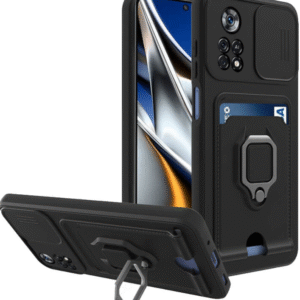 Bodycell Multifunction - Ανθεκτική Θήκη Xiaomi Poco X4 Pro 5G με Λουράκι Λαιμού / Κάλυμμα Κάμερας / Ring Holder / Υποδοχή Κάρτας - Black (5206015015632)