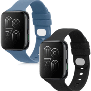 KW Λουράκι Σιλικόνης Oppo Watch 1 41mm - 2 Τεμάχια - Black / Blue Grey (57789.02)