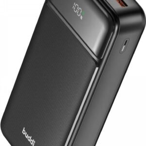 PowerBank Buddi Boost με Ψηφιακή Οθόνη LED με 1 x Type-C / 2 x USB-A 22.5W 20.000mAh 2 Έτη Εγγύηση - Black (8719246451812)