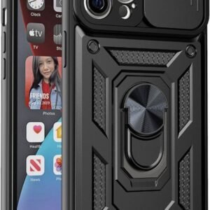 Techsuit CamShield - Ανθεκτική Θήκη με Κάλυμμα για την Κάμερα & Μεταλλικό Ring Holder - Apple iPhone 12 Pro Max - Black (5949419070417)