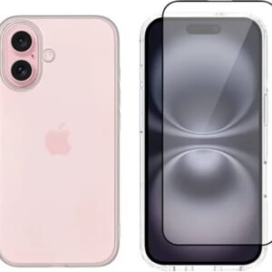 Θήκη & Αντιχαρακτικό Γυαλί Προστασίας Apple iPhone 16 Plus - Vivid Set Gelly Case Σετ Διάφανη Σιλικόνης & Full Face Tempered Glass Οθόνης - Transparent / Black (VIGELLY495GLASSBK)