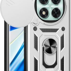 Θήκη Xiaomi Redmi Note 14 Pro 5G / Poco X7 Bodycell Armor Slide Ανθεκτική με Κάλυμμα για την Κάμερα & Μεταλλικό Ring Holder - Silver (5206015081149)